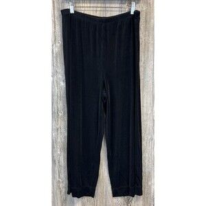 Chicos Travelers Black Slinky Liquid Knit Pull On Wide Leg Crop Pants‎ 3 (XL)